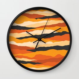 Abstract Orange wavy mountain silhouette pattern. Digital Illustration background Wall Clock