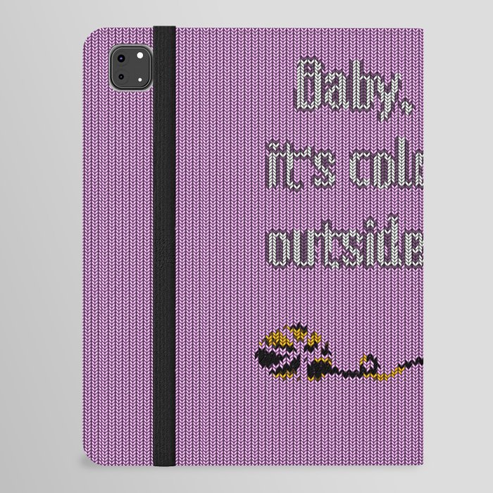 Baby its cold out there funny knitted striped Winter Cat iPad Folio Case