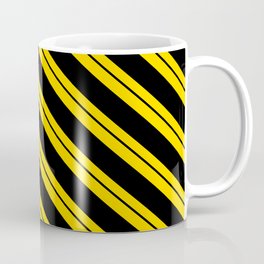 [ Thumbnail: Yellow and Black Colored Lines Pattern Coffee Mug ]