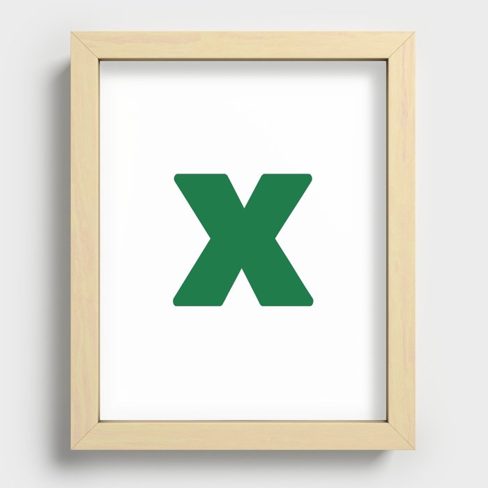X (Olive & White Letter) Recessed Framed Print