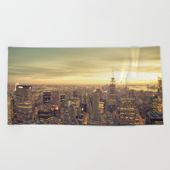 New York Skyline Cityscape Beach Towel