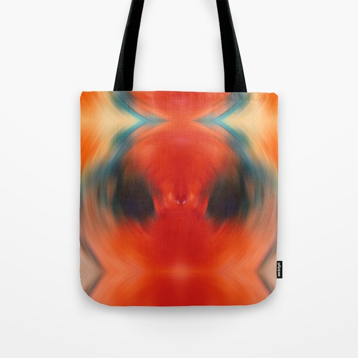 Listening - Red And Black Abstract Art Tote Bag