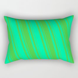 [ Thumbnail: Green and Lime Green Colored Lined Pattern Rectangular Pillow ]