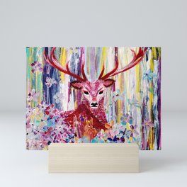 A Deer in Flower Dream Forest Mini Art Print