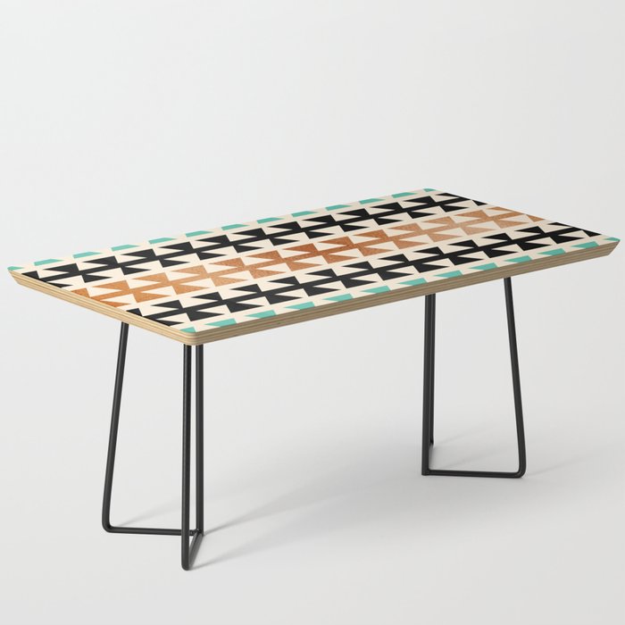 Desert Boho Ethnic Pattern with Triangles (shades of green) Coffee Table