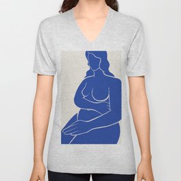 Blue silhouette, Nude No.4 V Neck T Shirt