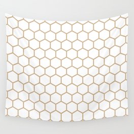 Honeycomb (Tan & White Pattern) Wall Tapestry