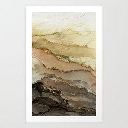 Sandy Gold Landscape - Abstract Ink Art Print