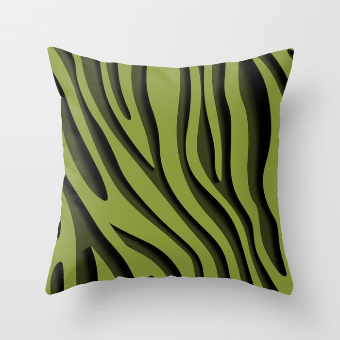 Green Zebra 3D Modern Art Collection Throw Pillow