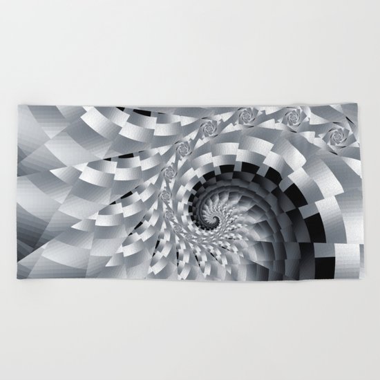 Bladed Black and White Spiral Beach Towel