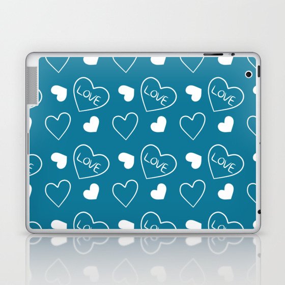 Valentines Day White Hand Drawn Hearts Laptop & iPad Skin