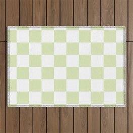 Light Green Checkerboard Pattern Palm Beach Preppy Outdoor Rug