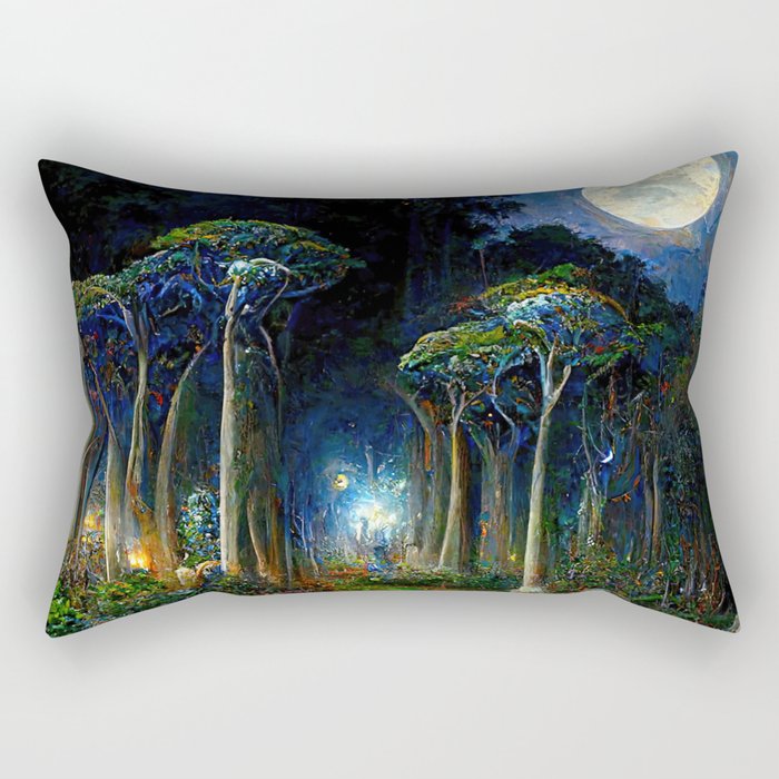 During a full moon night Rectangular Pillow