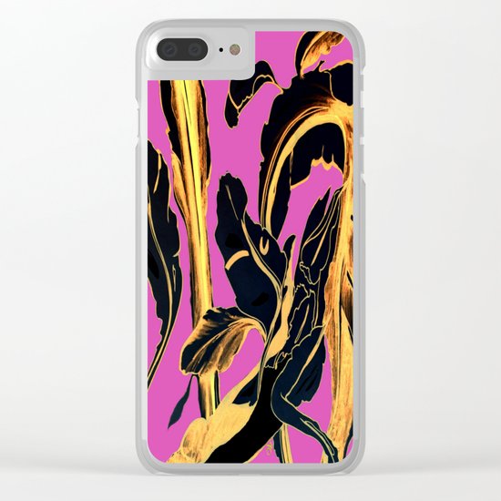 Golden Succulent on Fuchsia Clear iPhone Case