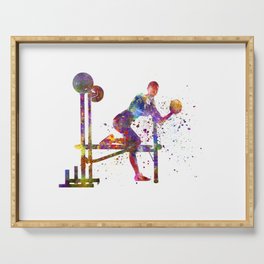 fitness in watercolor Serving Tray