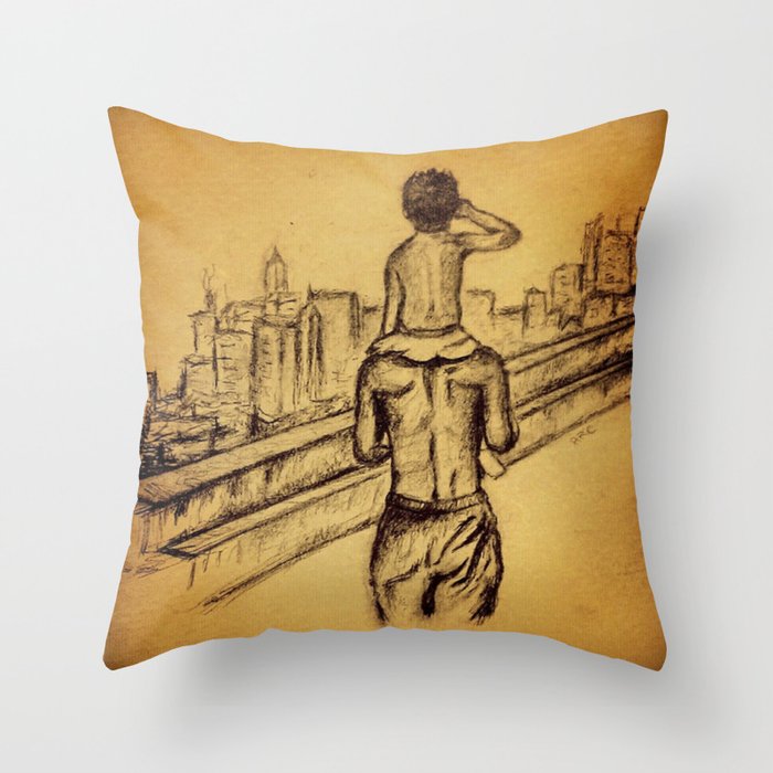 Father, Son & the City Throw Pillow