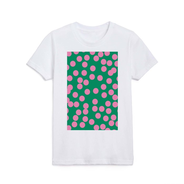Pink and Green Dots Kids T Shirt