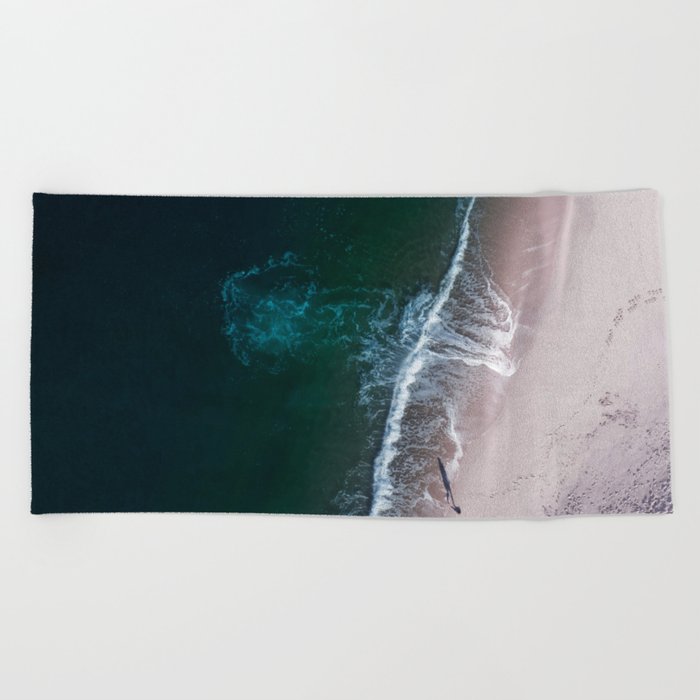 Ocean Walk III - Aerial Beach photography by Ingrid Beddoes Beach Towel