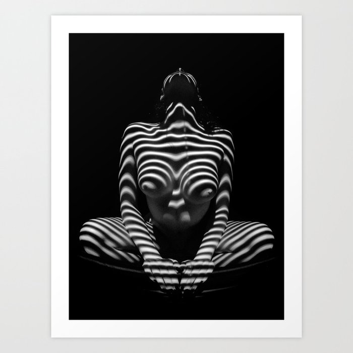 1152-MAK Abstract Nude Black & White Zebra Striped Woman ...
