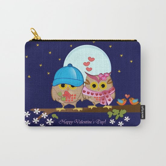 Blue moon Valentine's Owls Carry-All Pouch