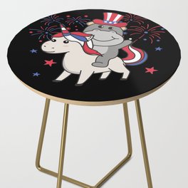 Hippo With Unicorn For Fourth Of July Fireworks Side Table