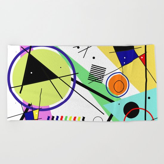 Retro Crazy - Abstract, random, crazy, geometric, colourful artwork Beach Towel