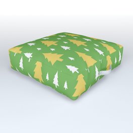 Christmas Pattern Tree Green Yellow Outdoor Floor Cushion