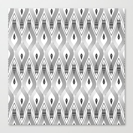 Art Deco 56 . black and gray spiral . Canvas Print