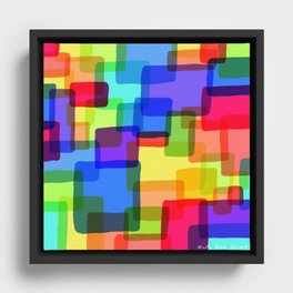 Bright bold vivid squares cubes watercolour pattern Framed Canvas