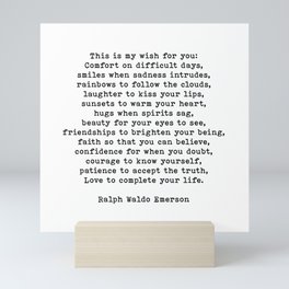 Ralph Waldo Emerson Quote, This Is My Wish For You, Motivational Quote, Mini Art Print