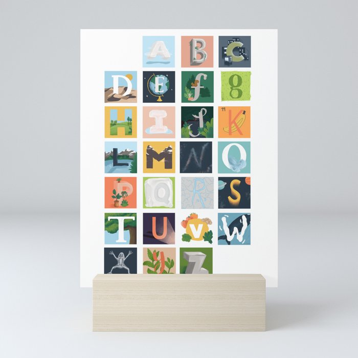 The ABCs of nature | Illustrated alphabet Mini Art Print