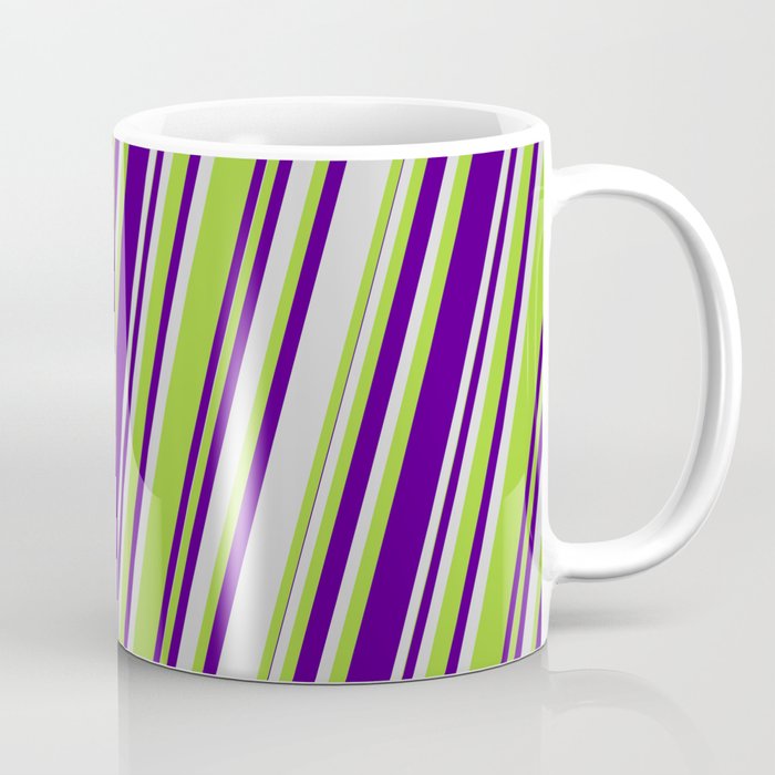 Light Gray, Green & Indigo Colored Pattern of Stripes Coffee Mug