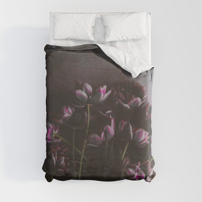 Dark Purple Floral (Color) Duvet Cover