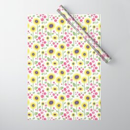 Sunflowers N' Roses - white Wrapping Paper