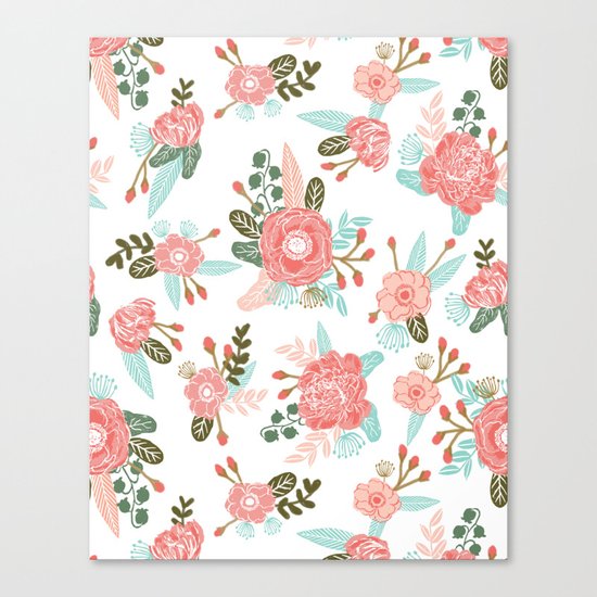 Trendy florals abstract painting gender neutral spring summer gardener gardening garden flowers Canvas Print