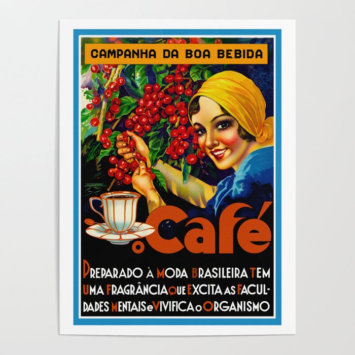 Vintage Brazil Coffee Ad Poster