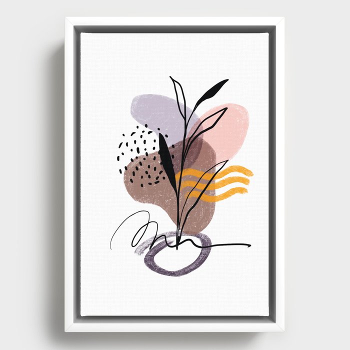 Boho modern minimalist plant Framed Canvas
