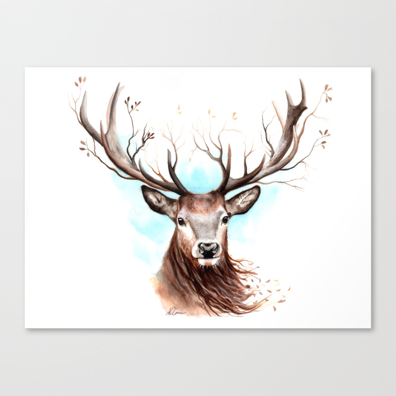 Wild Stag Watercolour Painting Canvas Print By Kieran13 Society6