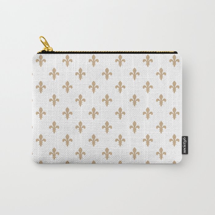 Fleur-de-Lis (Tan & White Pattern) Carry-All Pouch