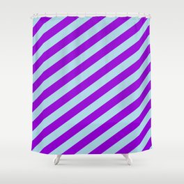 [ Thumbnail: Dark Violet and Light Blue Colored Stripes/Lines Pattern Shower Curtain ]