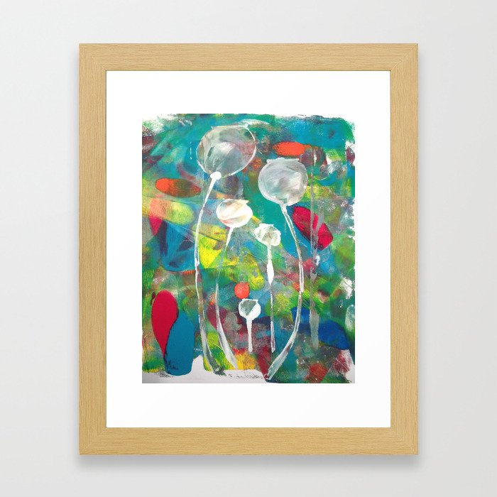 Multicoloured Poppyheads Framed Art Print