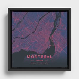 Montreal, Canada - Neon Framed Canvas