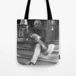 Albert Einstein In Fuzzy Slippers Tote Bag