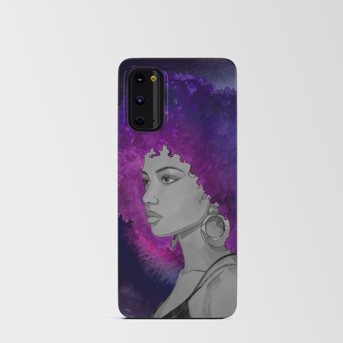 Neon Portrait of a Woman - Vibrant Curls Android Card Case