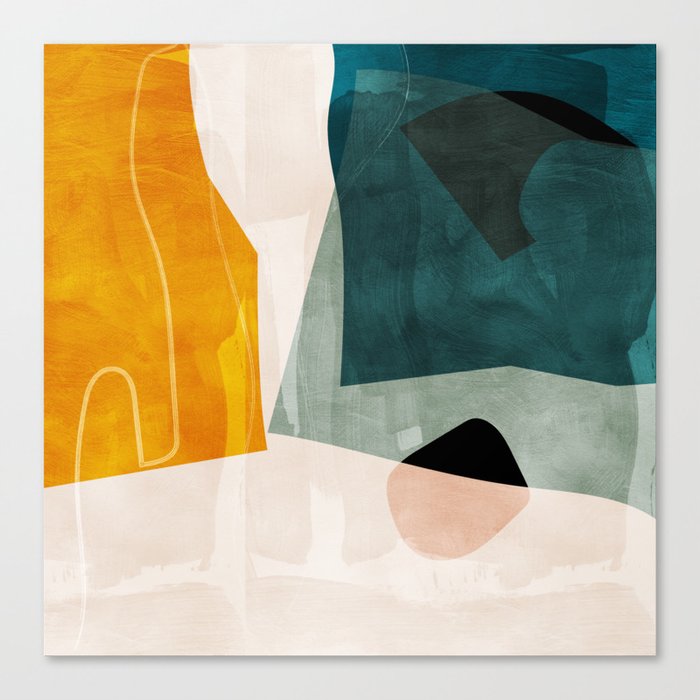 mid century shapes abstract painting 3 Canvas Print
