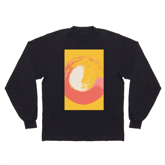 Bottle - Abstract Circle Colourful Swirl Art Design in Yellow and Orange and Pink Long Sleeve T Shirt