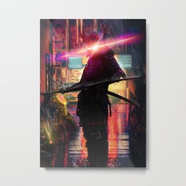 Shogun in Neon City Metal Print | Digital, Cyberpunk, Graphicdesign, Neoncity, Shogun, Bladerunner, Tokyo, Japanese 