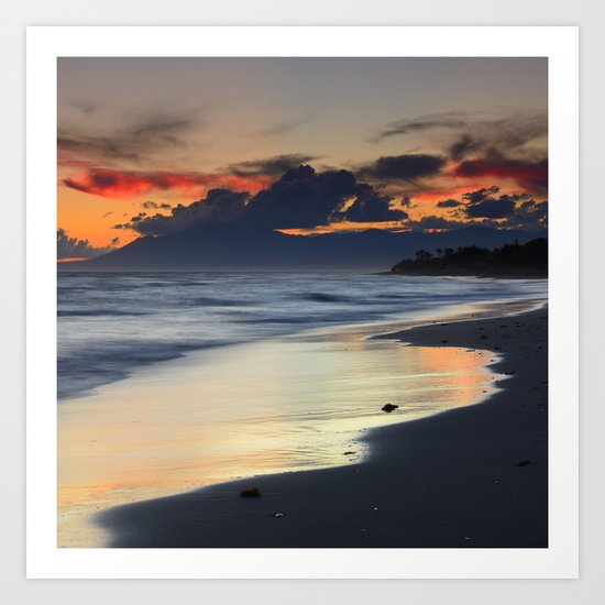 Magic red clouds. Sea dreams Art Print
