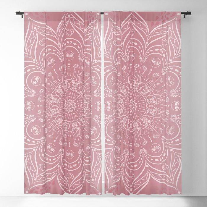 Boho Rose Pink Mandala Blackout Curtain