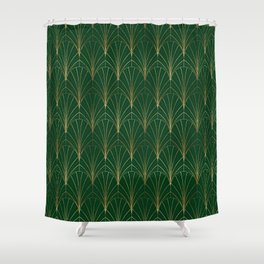 Art Deco Waterfalls // Emerald Green Shower Curtain
